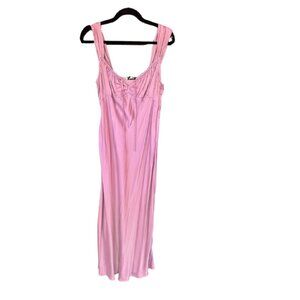 Pink satin midi dress